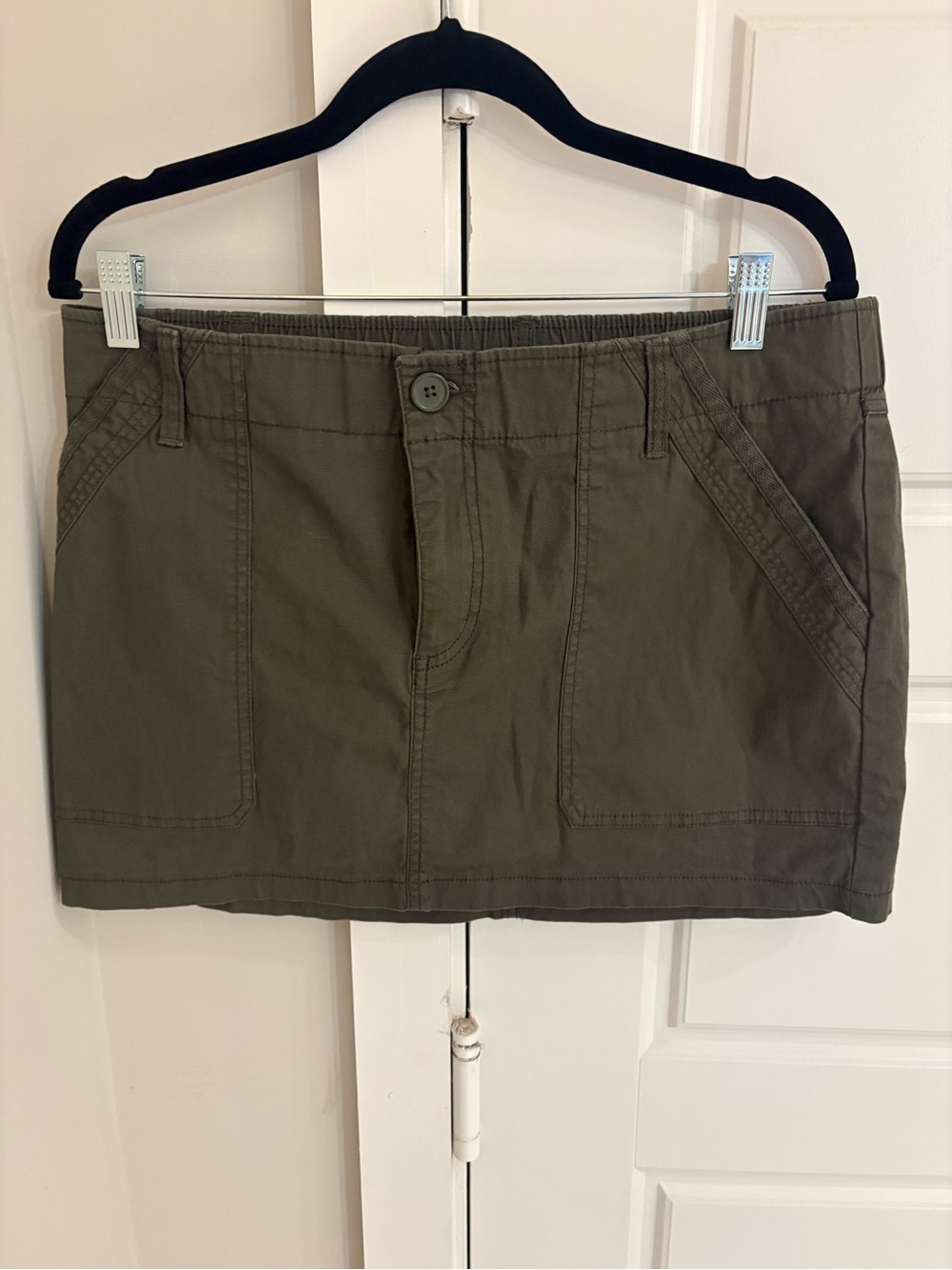 Wild Fable Olive Green Casual Cotton Mini Skirt